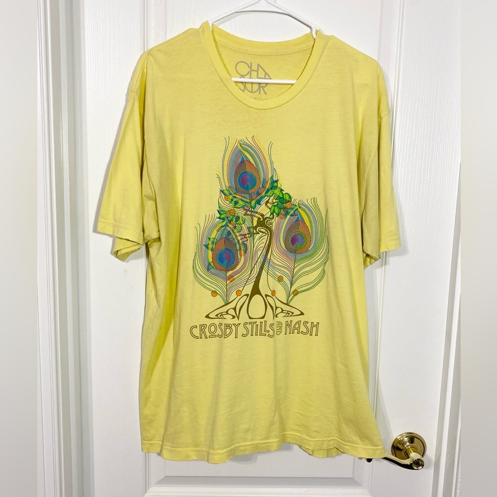 2010 Crosby Stills & Nash Tour Tee USA Made Yellow Men’s XXL